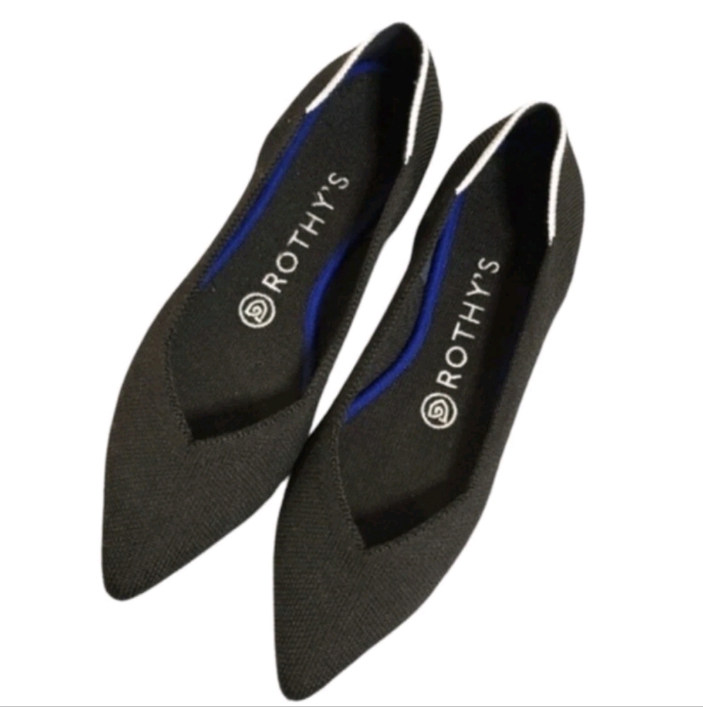 Retired Rothy’s The Point in Classic Black in White Halo, 11.5